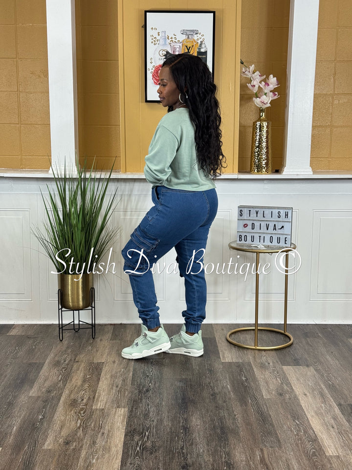 Laid Back Luxe Cropped Top (Sage)