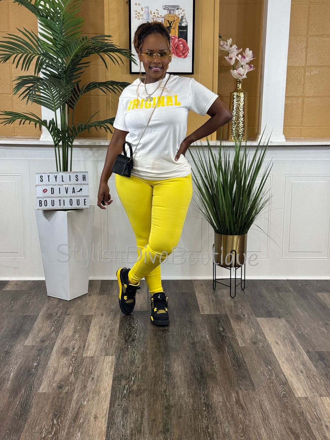 ORIGINAL Signature Graphic Tee (White Shirt/Yellow Print)