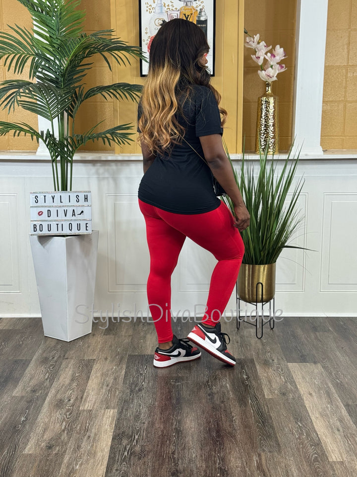 Butter Soft Microfiber Leggings up to 3XL (Red)