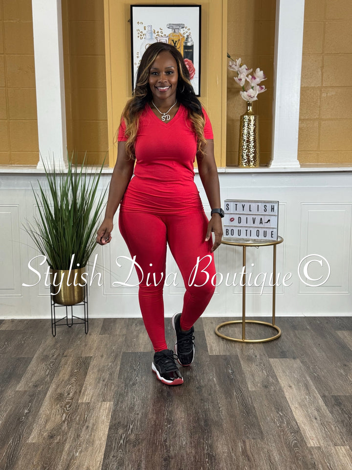 On the Run Legging Set (Red)
