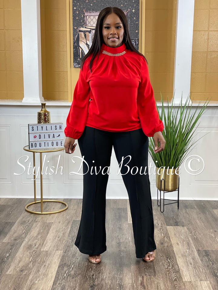 Vogue Chain Detail Blouse (Red)