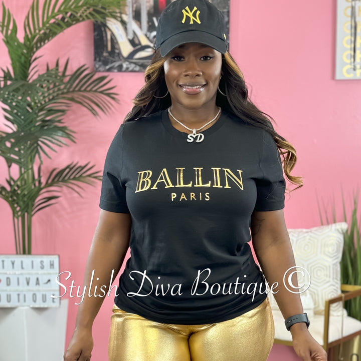 Ballin T-Shirt (Black/Gold Foil Print)