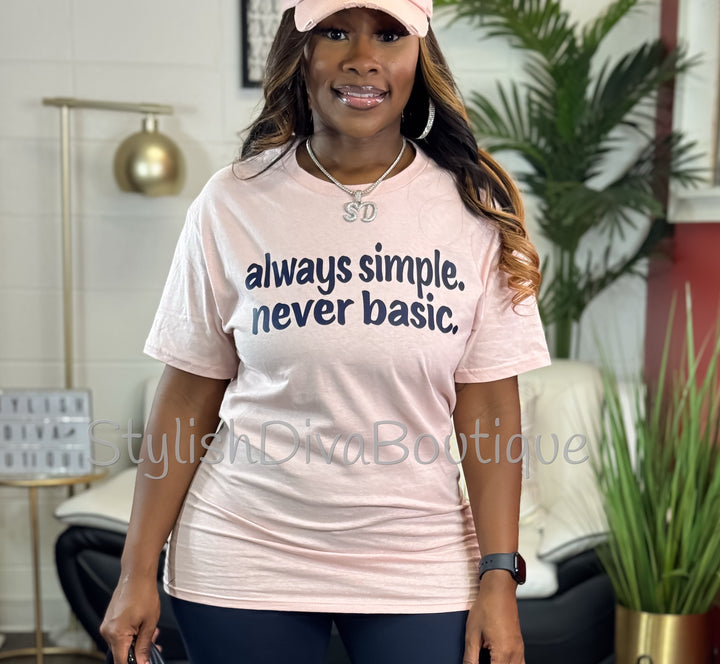 always simple. never basic. T-shirt (Dark Navy Print)