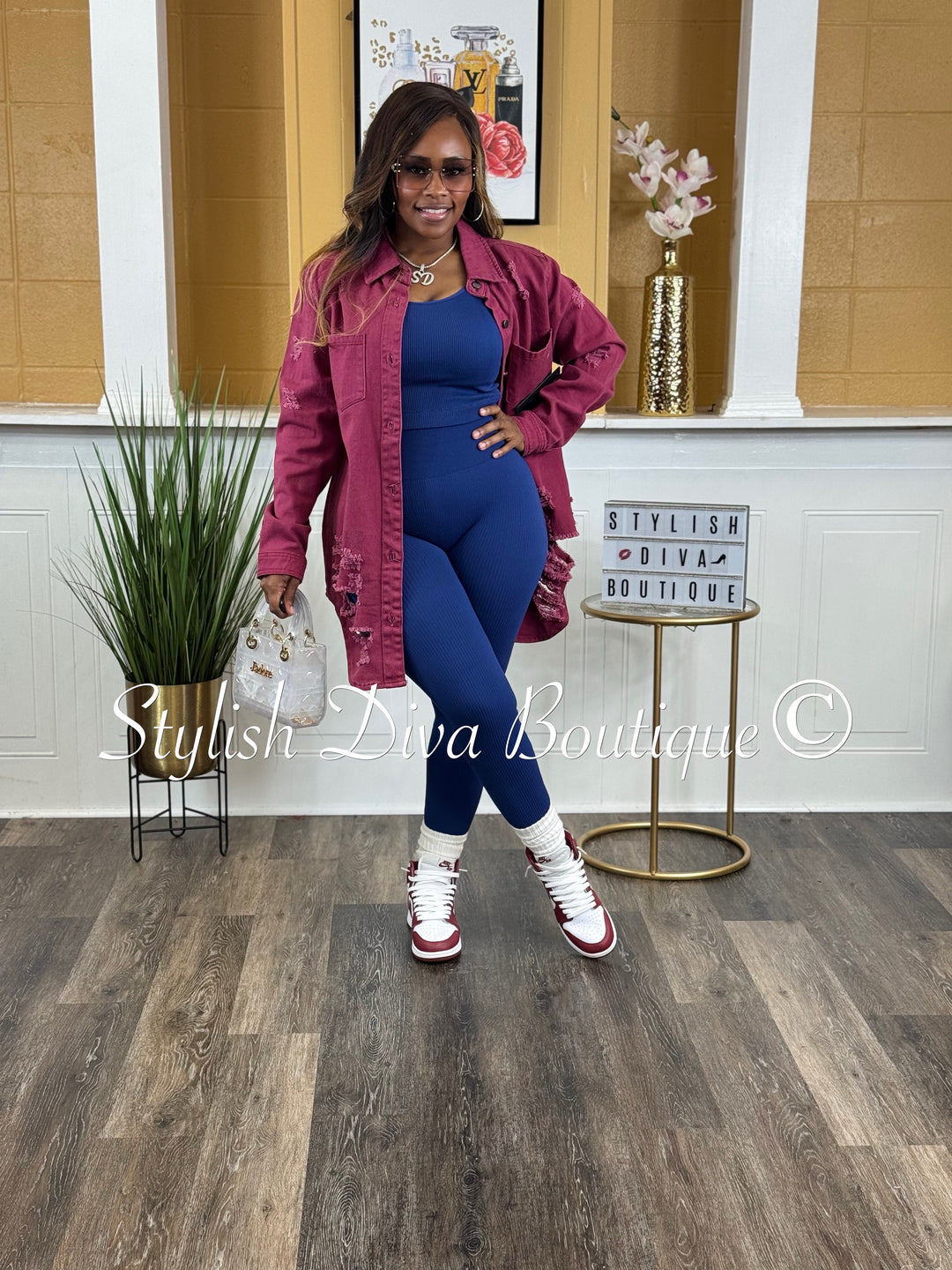 Seamless Ribbed Cropped Cami (Lt Navy)