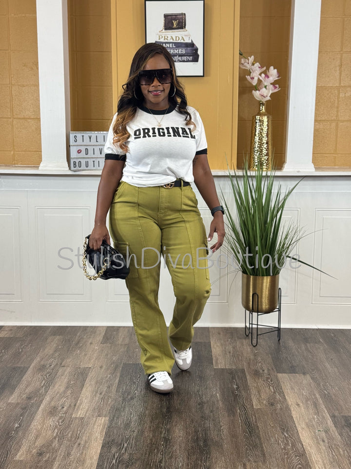 ORIGINAL Ringer Tee (White/Black) (Black Print)