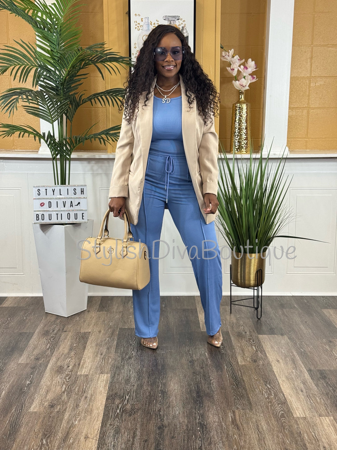 Day to Day Cropped Set (Blue)