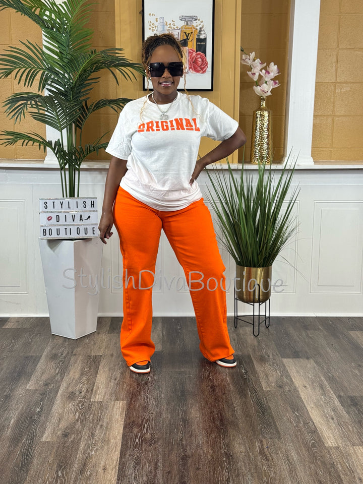 Tangerine Dreams Straight Leg Jeans (Tangerine Orange)