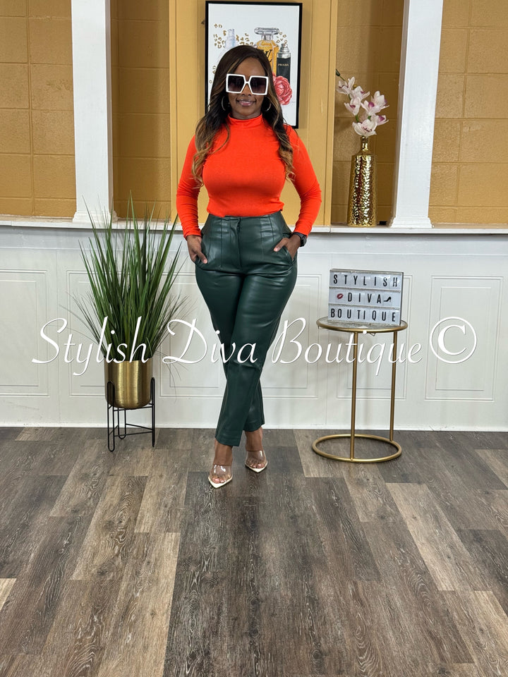 Luxe Emerald Leather Pants
