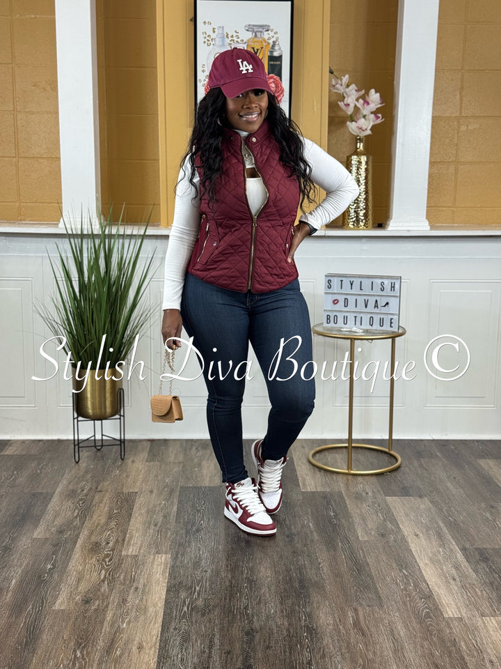 Rowan Quilted Padded Vest up to 2XL (Wine)