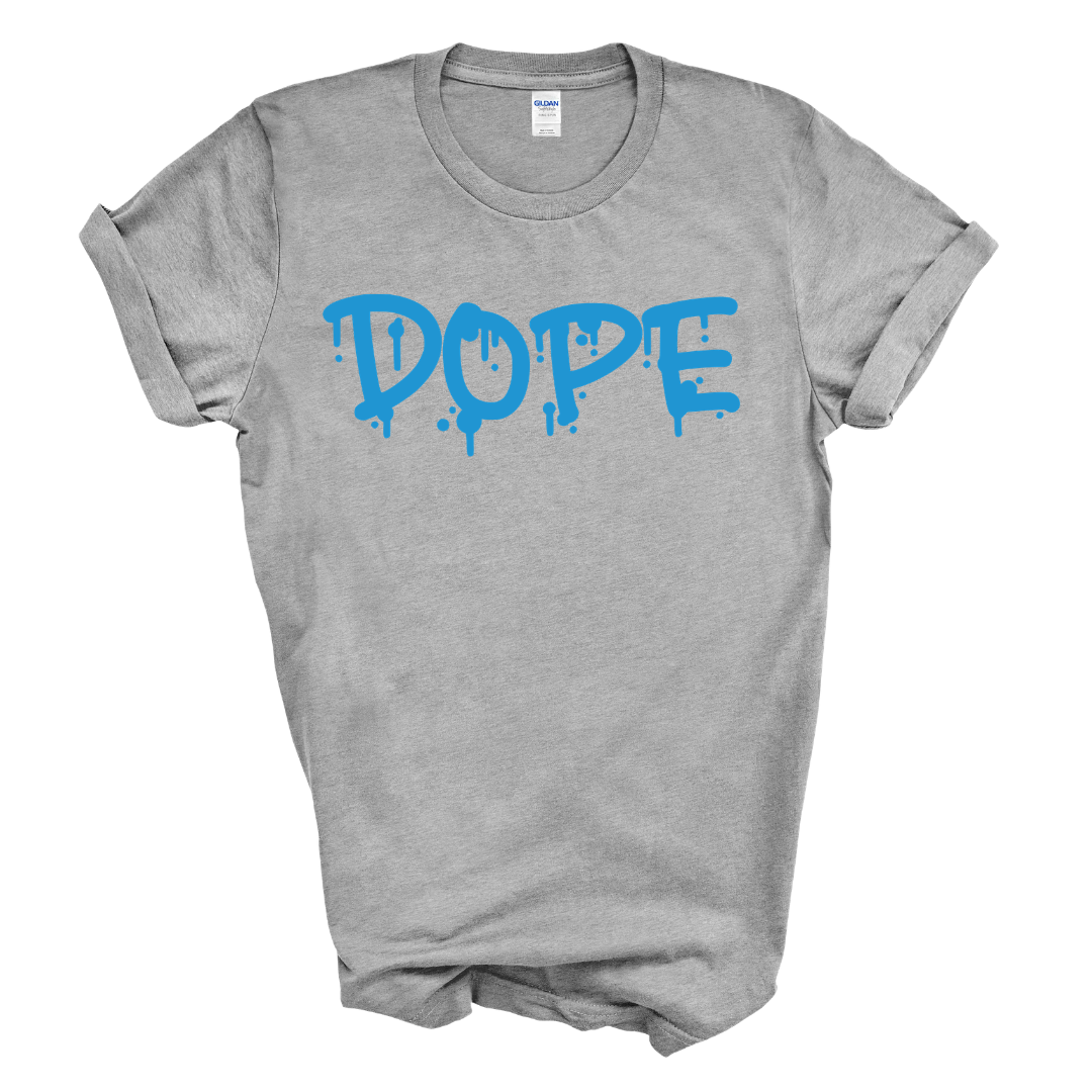 DOPE Graphic Tee (Black Shirt/Columbia Blue Print)