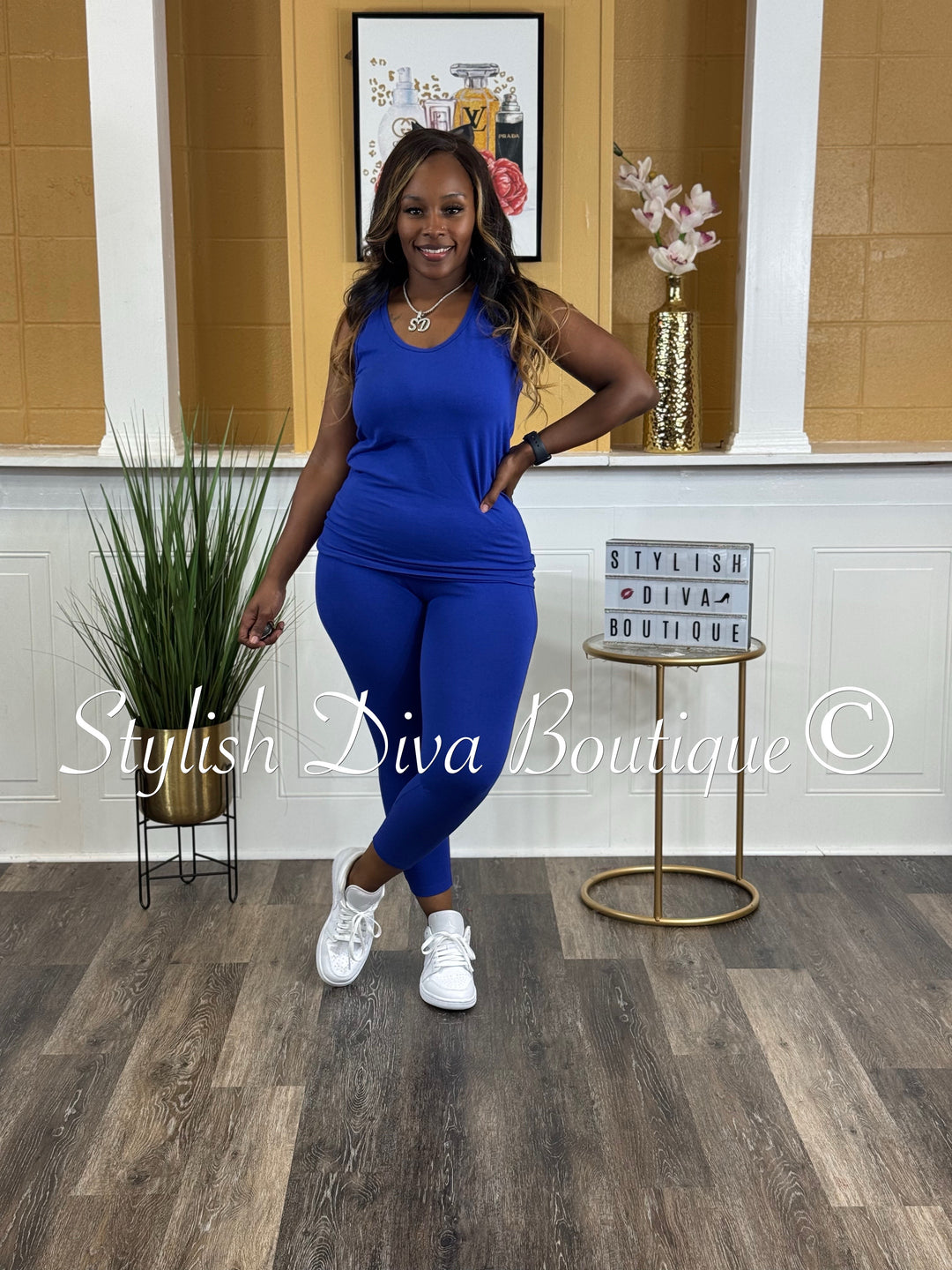 Sapphire Cropped Legging Set (Royal Blue)