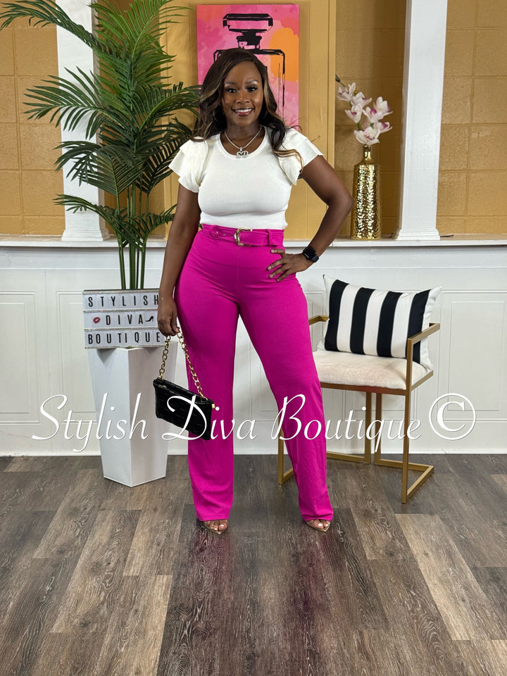 Booked & Bold Pants (Fuchsia Pink)