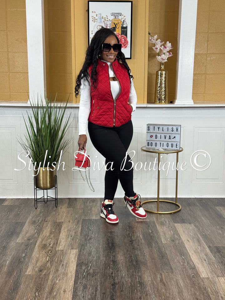 Rowan Quilted Padded Vest up to 2XL (Dark Red)