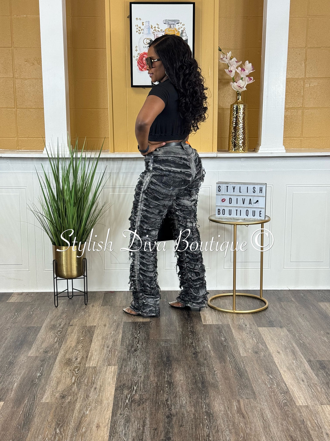 Elastic Hem Crop Top (Black)