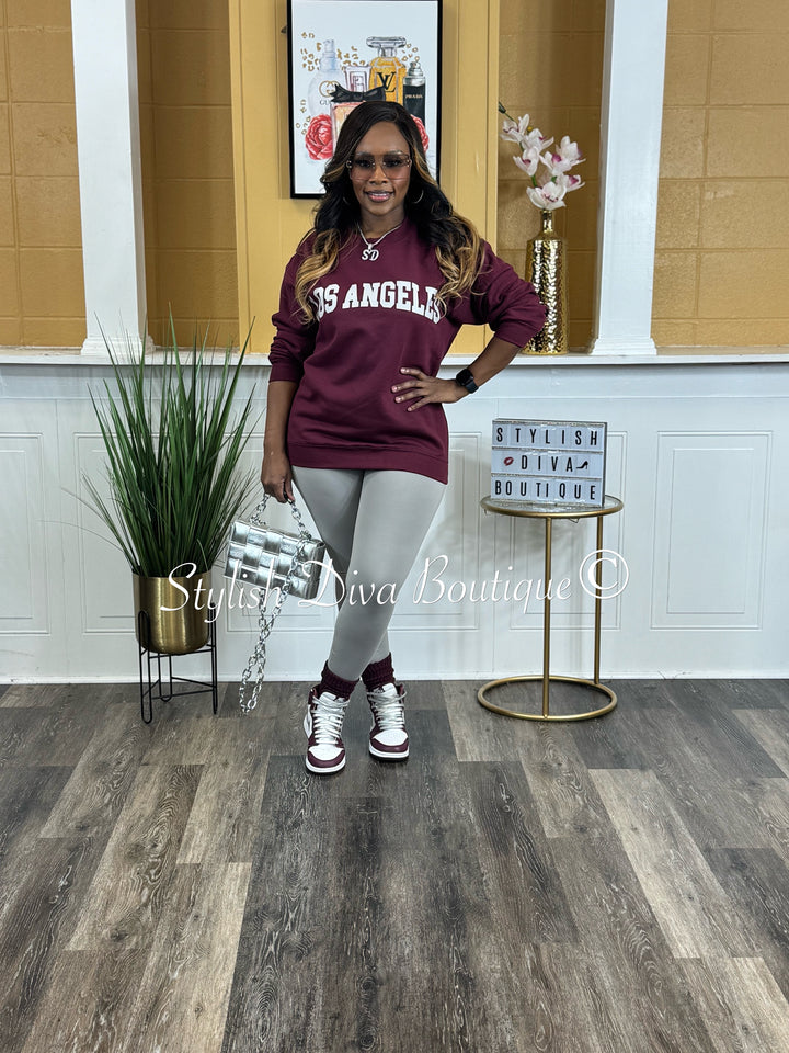 Los Angeles Sweatshirt Only up to 3XL (Grey Print)