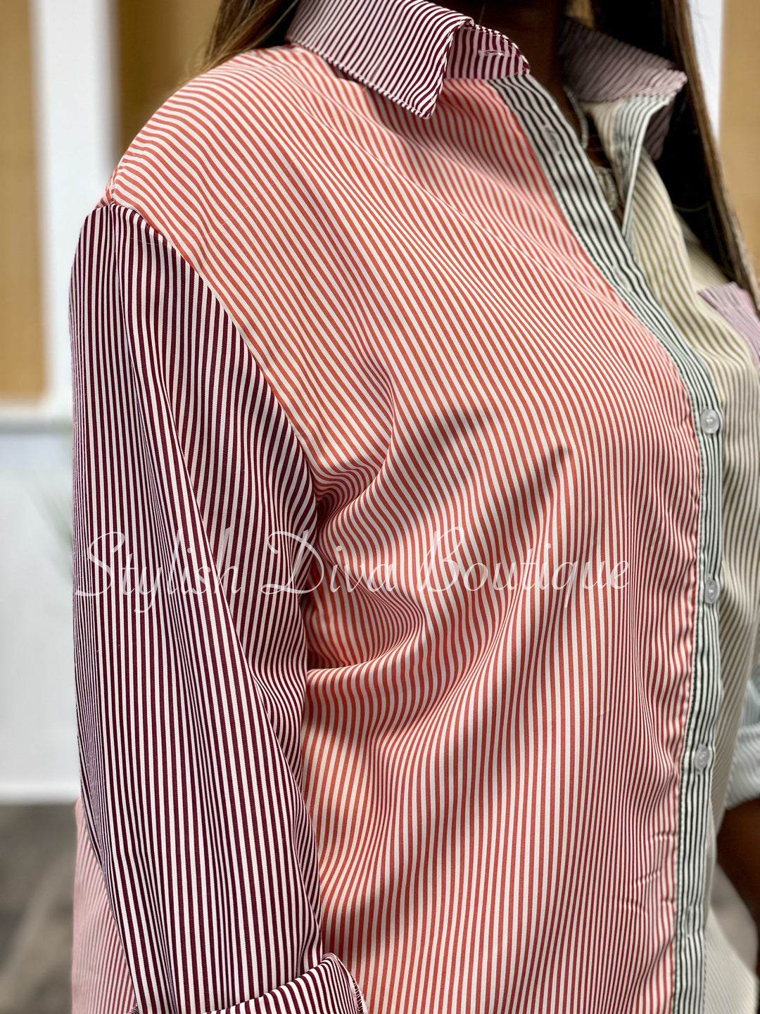 Holly Poplin Striped Colorblock L/S Shirt