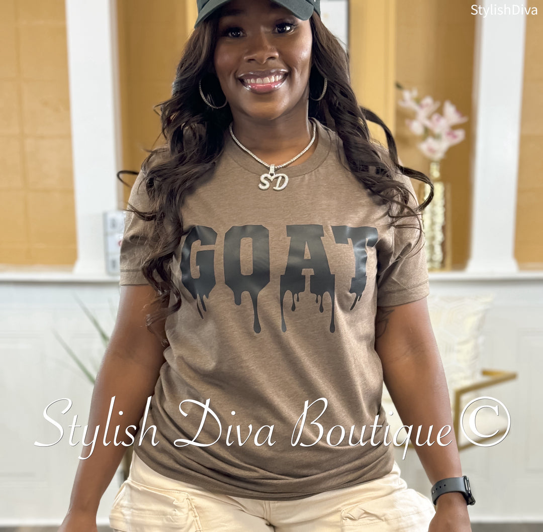 GOAT Dripping T-Shirt (Mocha Brown Shirt/Black Print)