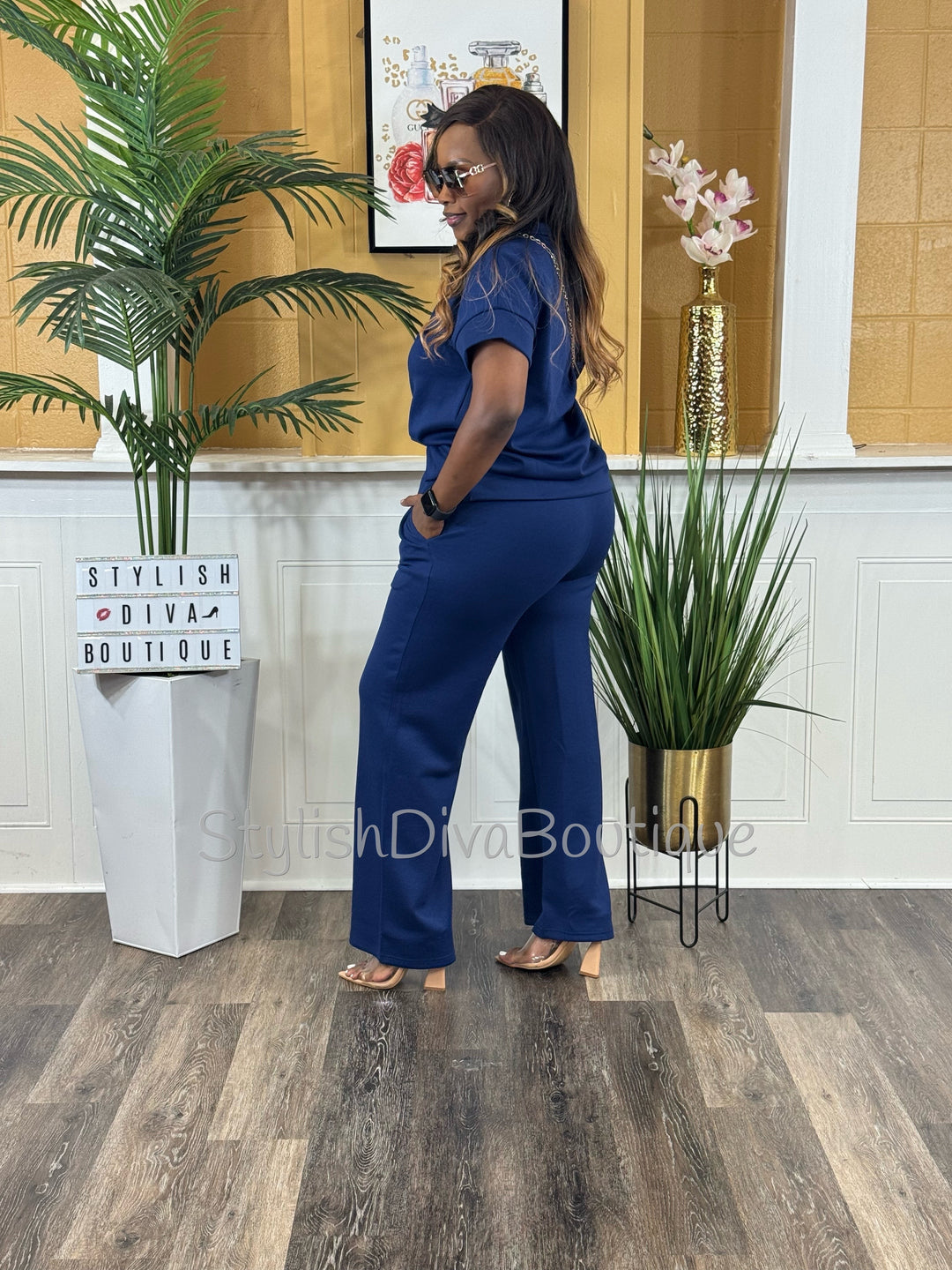 Polished Ease Half Zip Set Up to 3XL (Lt Navy)