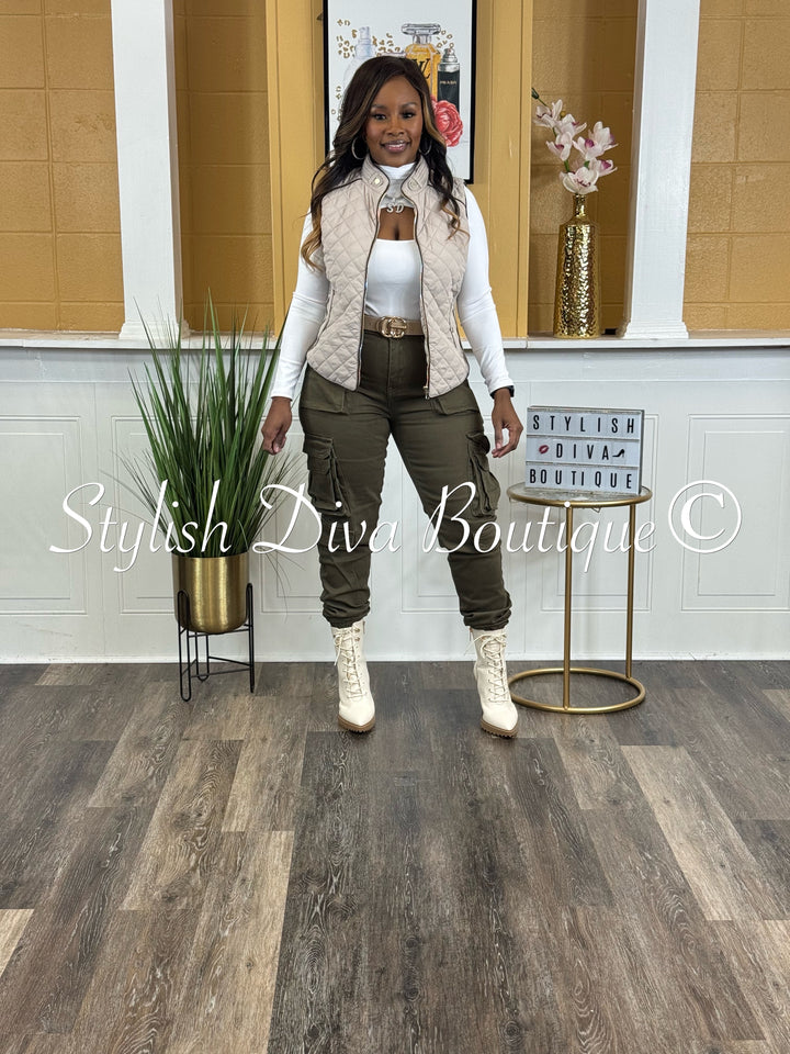 Sienna Cargo Joggers up to 3XL (Olive)