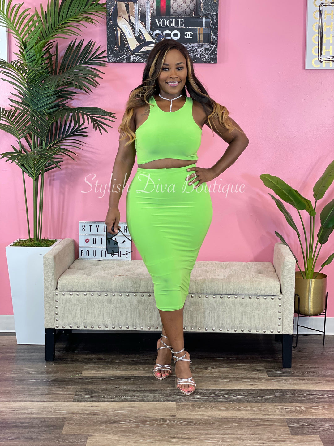 It Girl Midi Skirt Set (Lime Green) Stylish Diva Boutique It Girl Midi Skirt Set (Lime Green) Stylish Diva Boutique