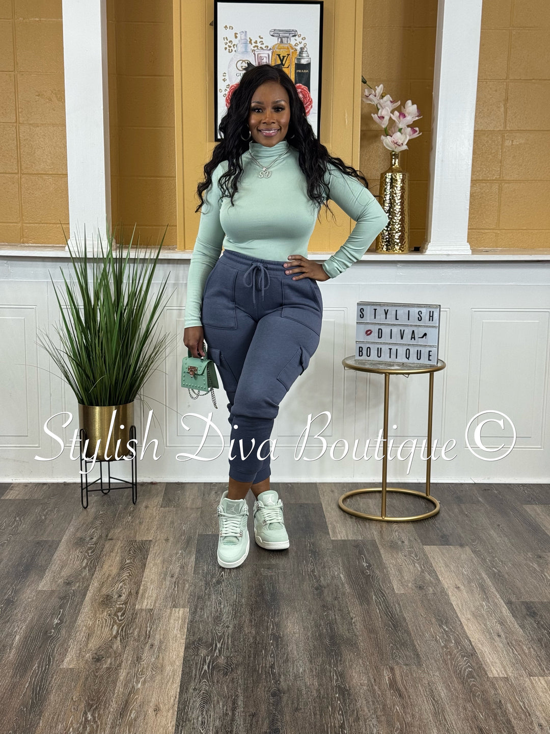 Dena Mock Neck L/S Bodysuit (Sage)