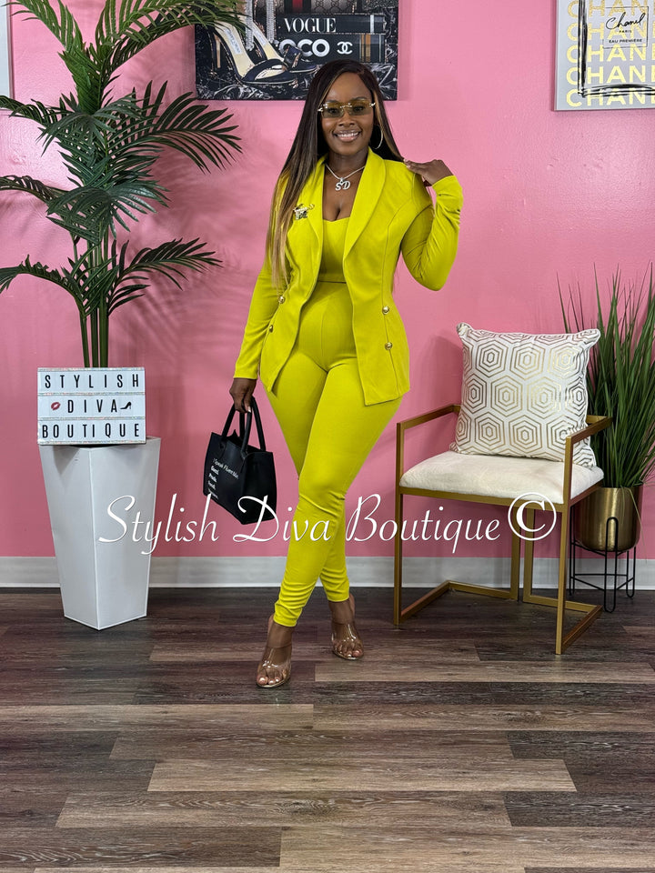 Boss Babe 3pc Jacket Set up to 3XL (Chartreuse)