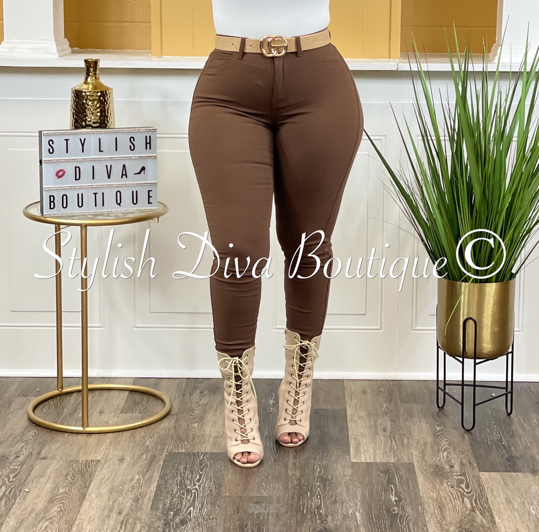 So Curvy Stretch Skinny Jeans up to 4XL (Brown)