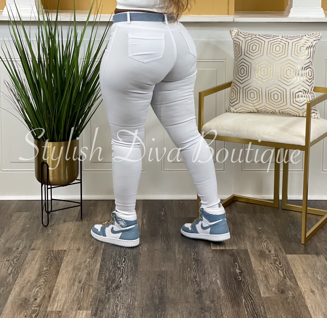 So Curvy Stretch Skinny Jeans up to 2XL (White)