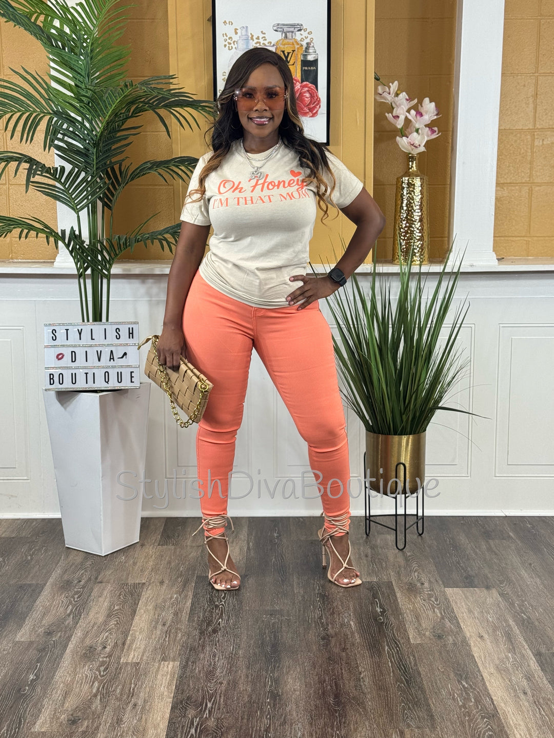 I Am That Mom Graphic Tee (Coral Print)