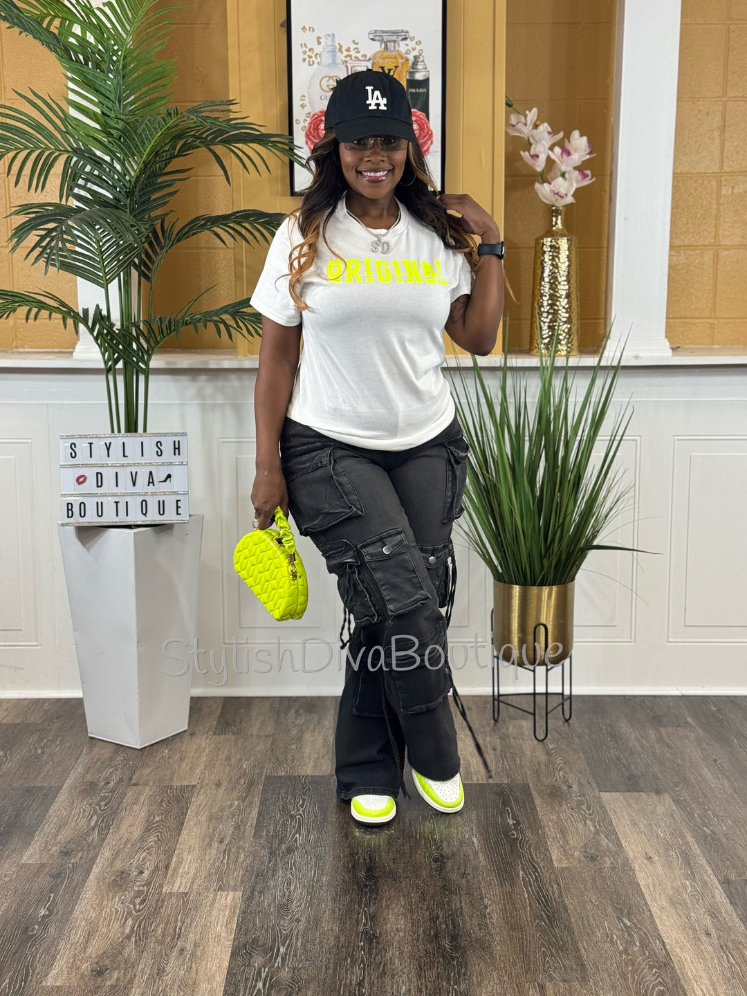ORIGINAL Signature Graphic Tee (Neon Yellow Print)