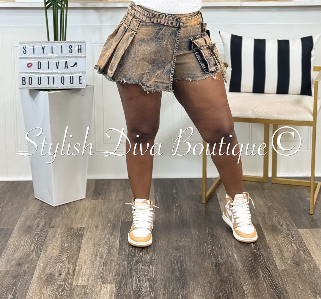 Rider Washed Mini Skort (Copper)