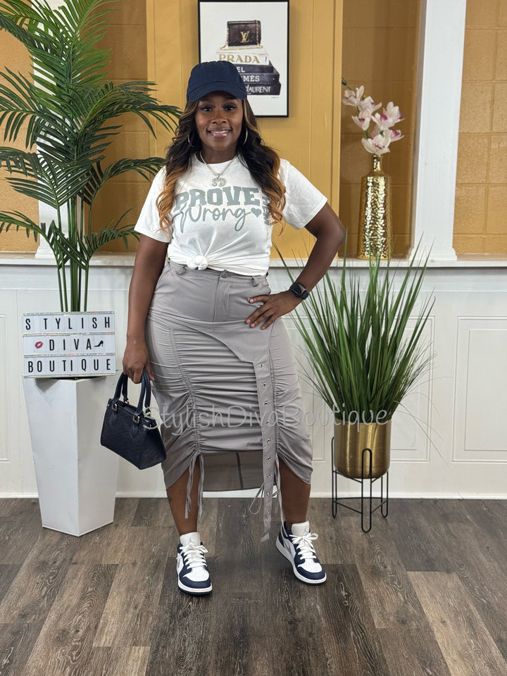 Center Stage Nylon Cargo Skirt (Grey)