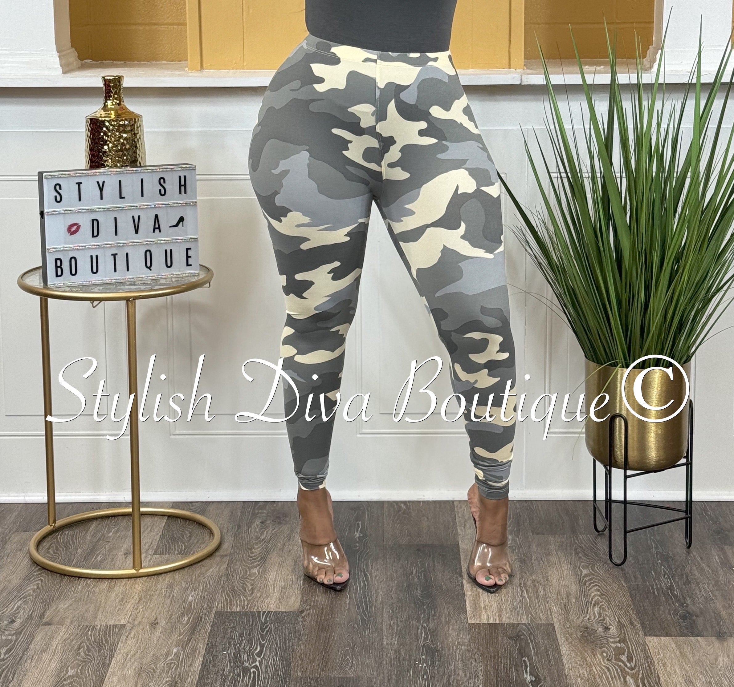 Camouflage Print Faux Leather Leggings - 4 Colours - Just $7