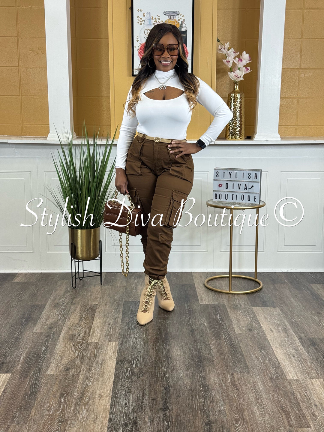 Sienna Cargo Joggers up to 3XL (Chocolate Brown)