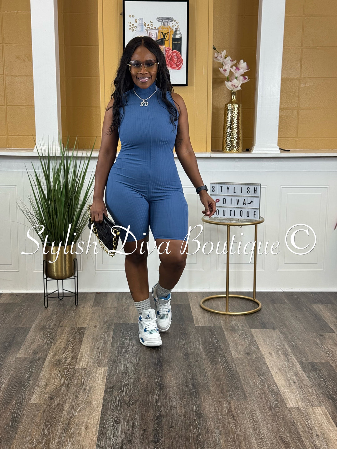 Can’t Resist Sleeveless Romper (Blue)