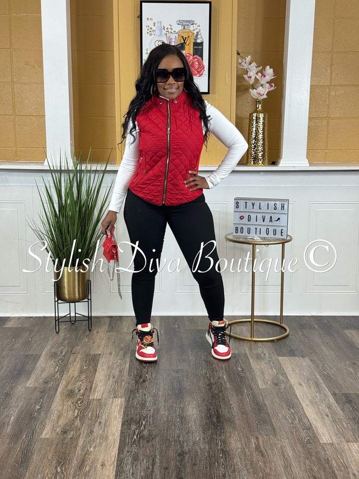 Rowan Quilted Padded Vest up to 2XL (Dark Red)