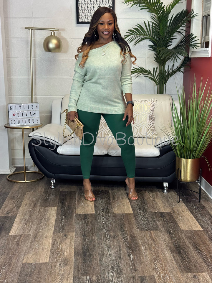 Bobbi Off Shoulder Everyday Sweater (Sage)