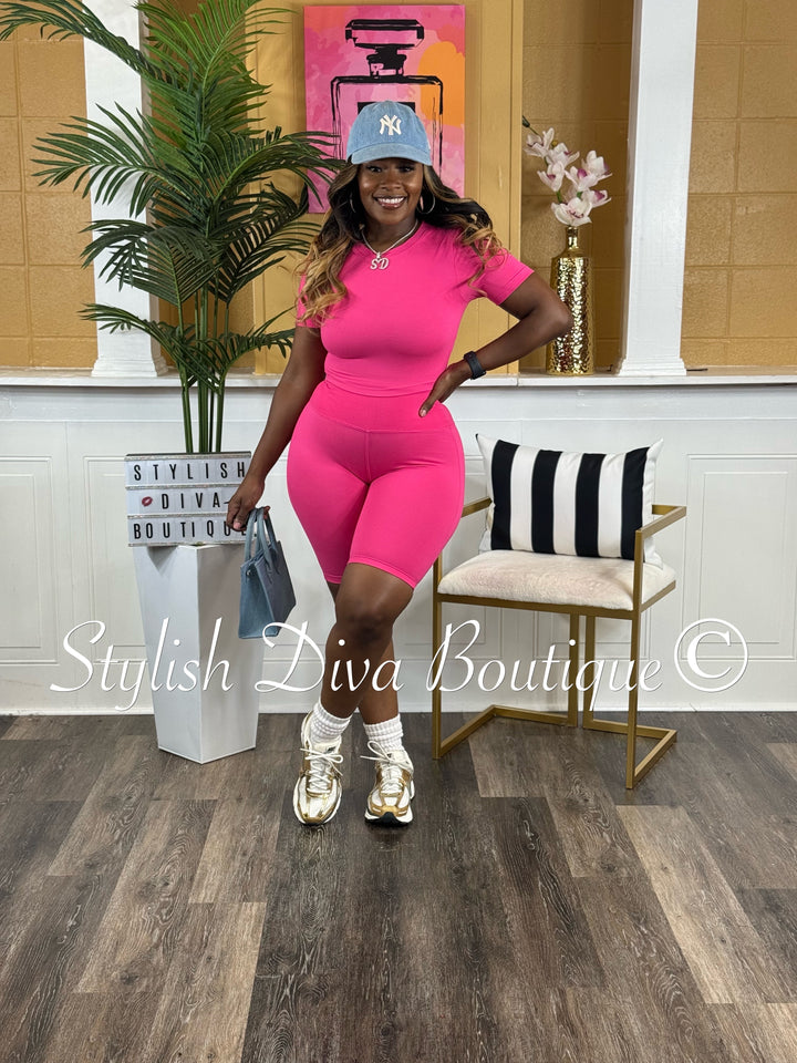 Biker Bae Set (Hot Pink)