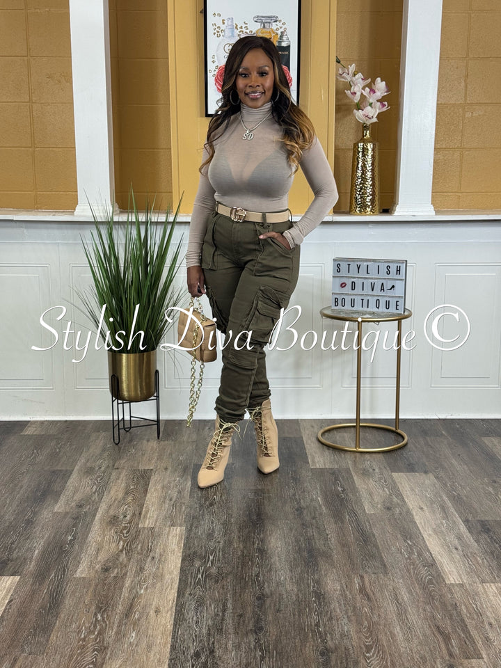 Sienna Cargo Joggers up to 3XL (Olive)