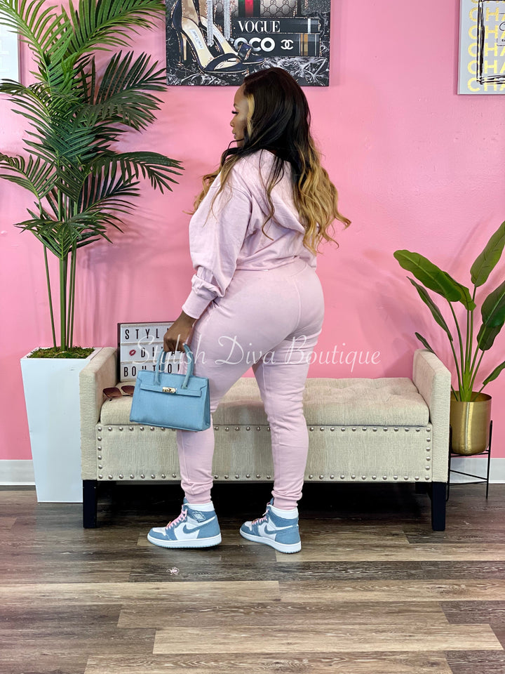 A Different Vibe Cropped Jogger Set (Pink)