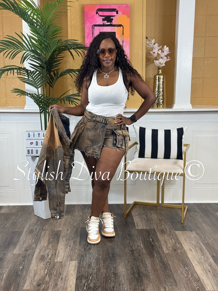 Rider Washed Mini Skort (Copper)