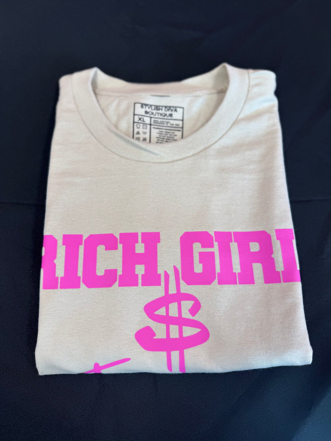 Rich Girl Energy Graphic Tee (Neon Hot Pink Print)