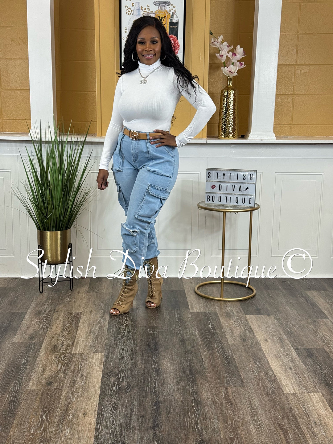 Good Vibes Denim Joggers (Light Denim Wash)