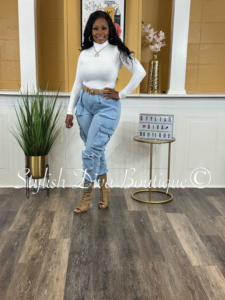 Good Vibes Denim Joggers (Light Denim Wash)