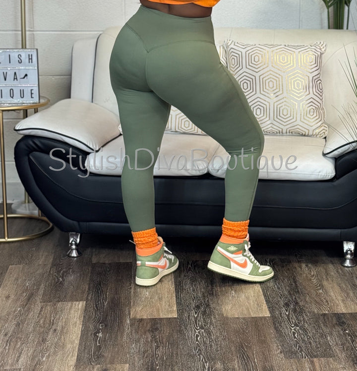 Butter Soft Microfiber Leggings up to 3XL (Lt Olive)
