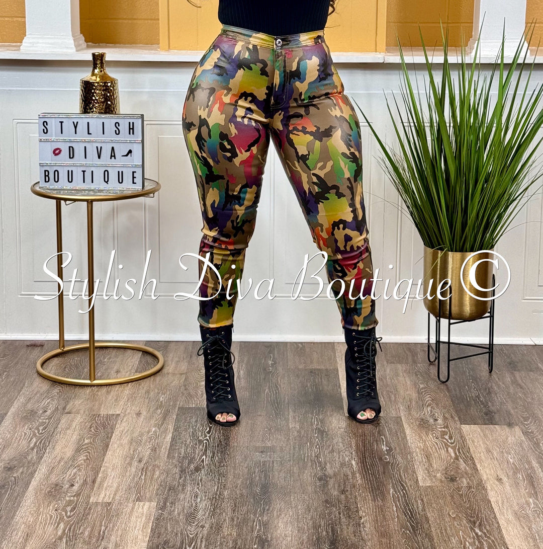 Camo Satin Drawstring Ankle Tie High Jogger Pants – All Diva Things