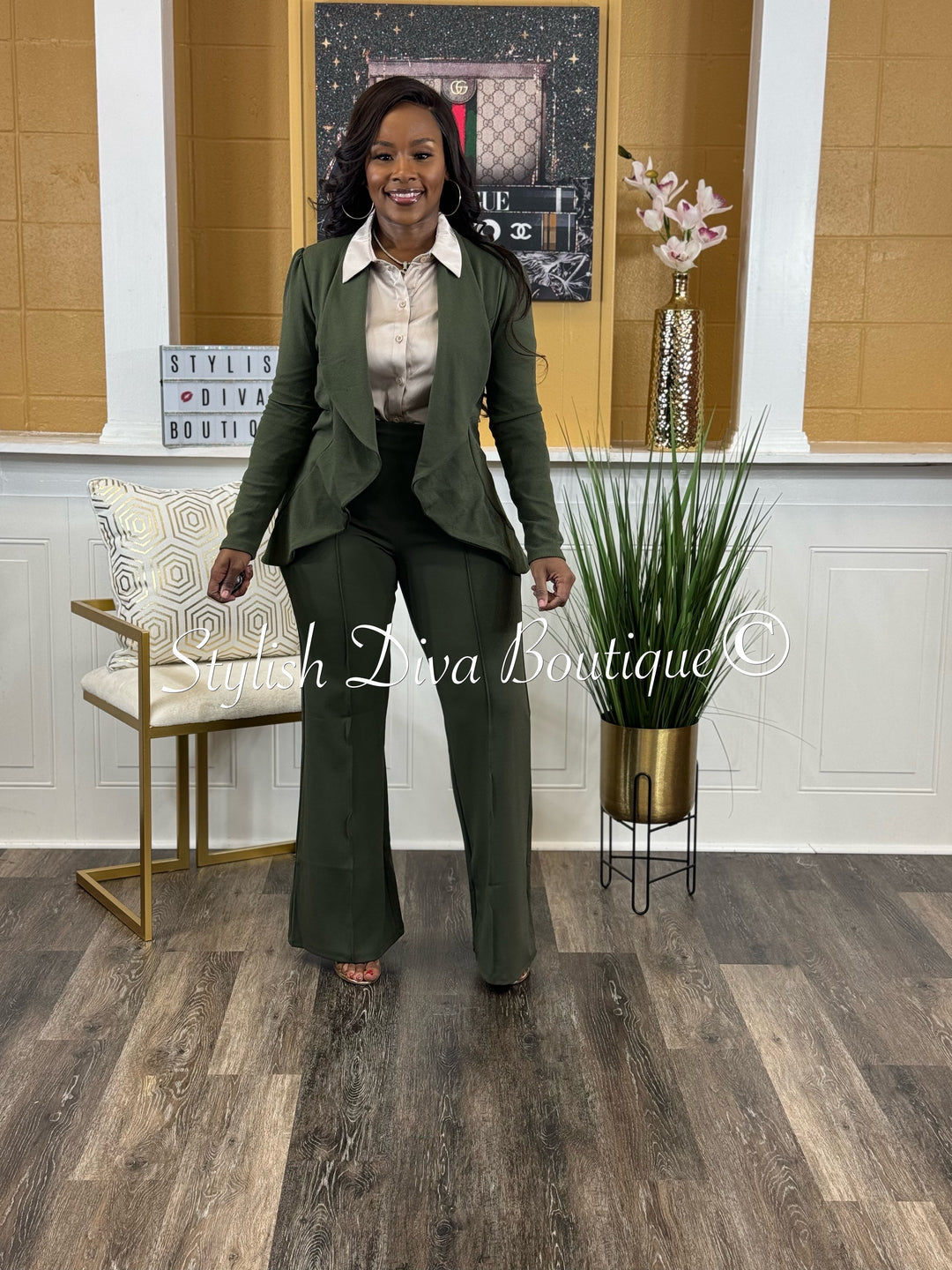 Gia Flare Pants (Dk Olive)