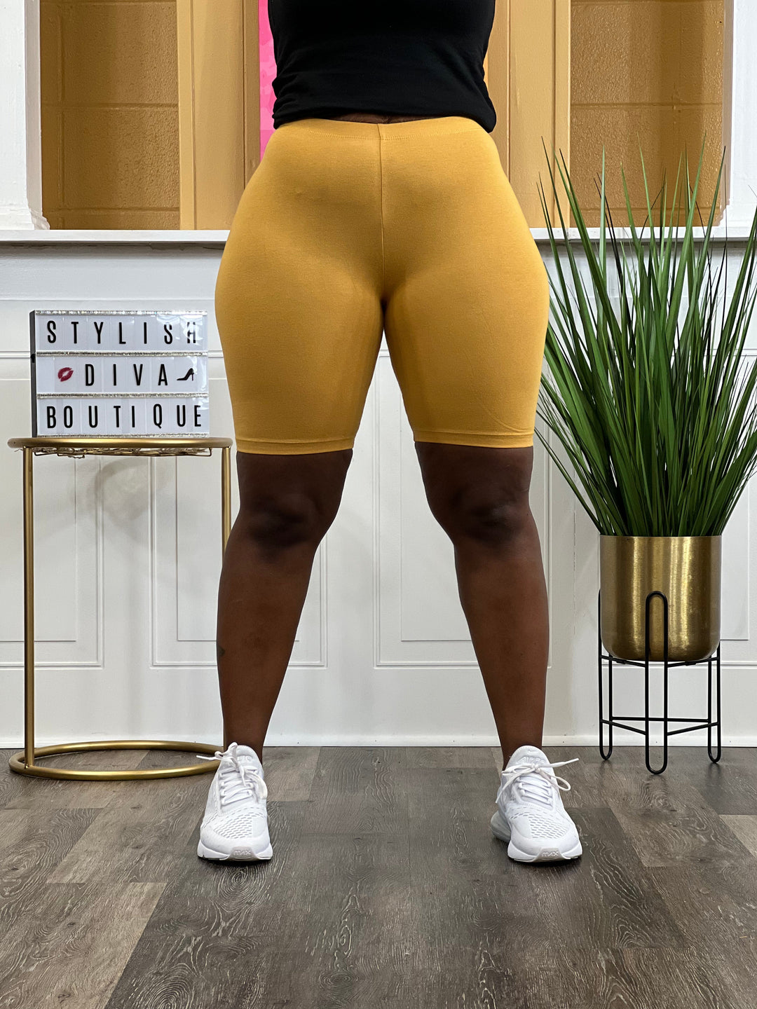Luxe Cotton Biker Shorts up to 3XL (Mustard)