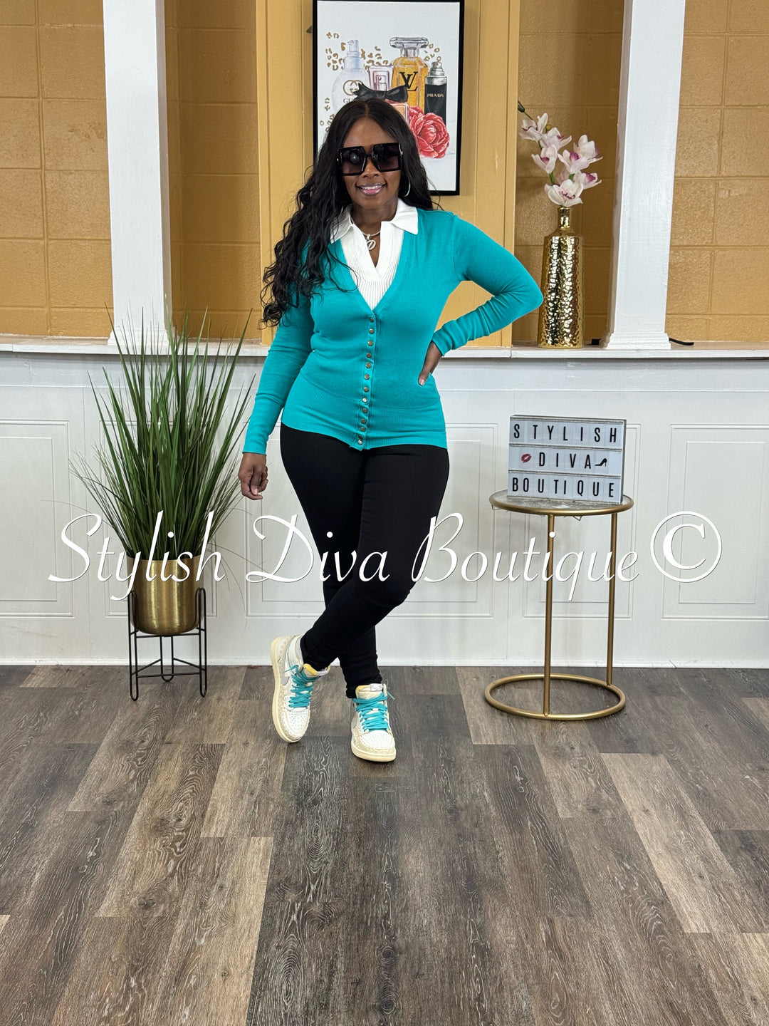 Stylish Snap Button L/S Cardigan (Jade)