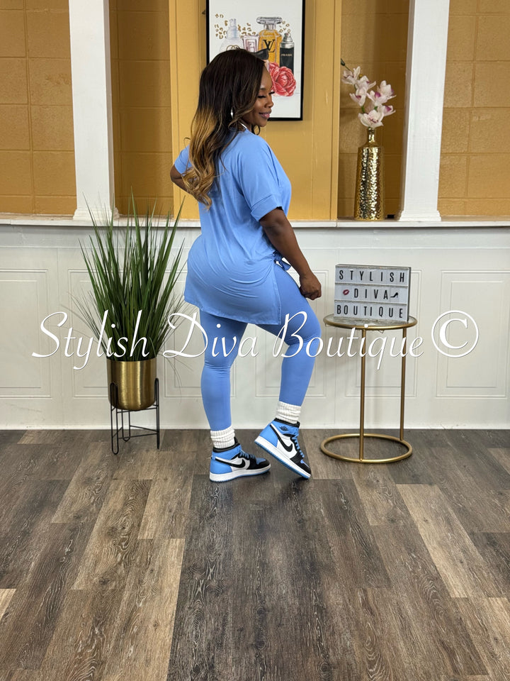 Wine and Chill Legging Set up to 3XL (Carolina Blue)